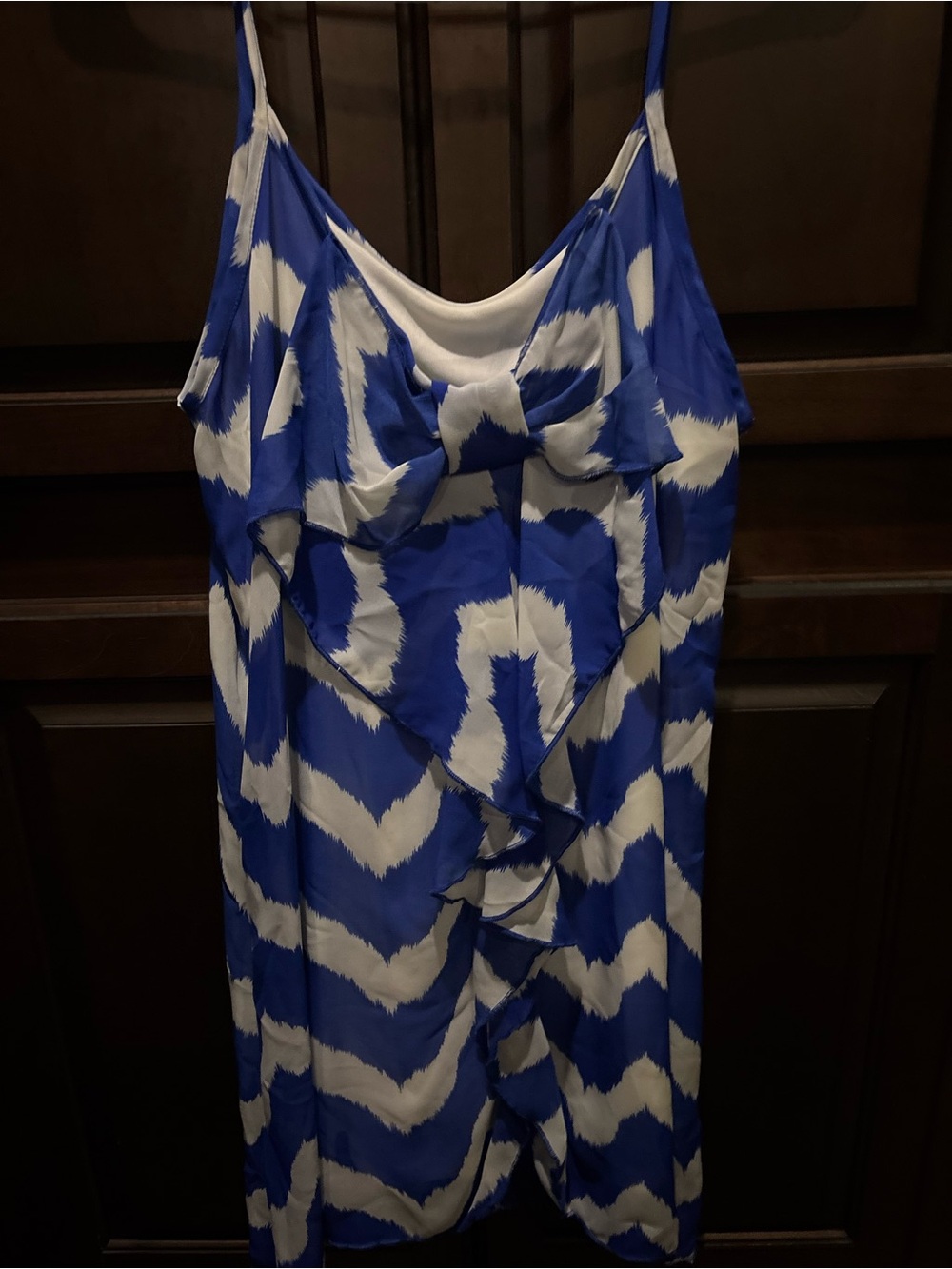 Blue and White Ruffle top